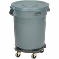 Global Industrial Plastic Trash Can with Lid & Dolly, 20 Gallon Gray 240458GYB